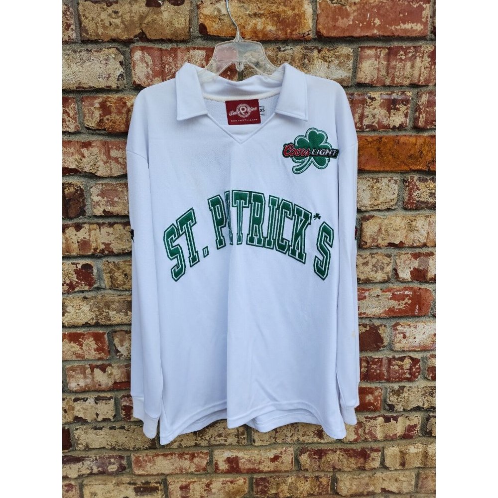 vtg back 9 nine authentic st patricks #17 coors light collar men XL jersey